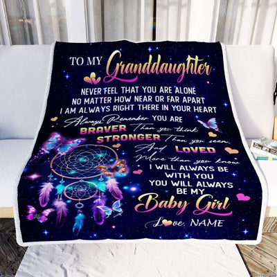 Personalized To My Granddaughter Gifts Blanket From Grandma Dream Catcher Butterfly Girl Granddaughter Birthday Graduation Christmas Customized Fleece Blanket | teecentury