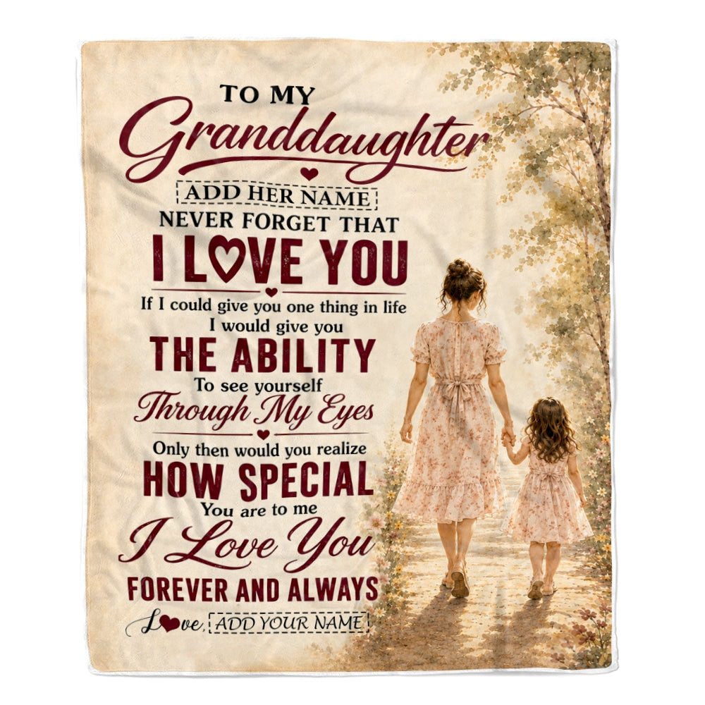 Personalized To My Granddaughter Gifts Blanket From Grandma Gigi Granddaughter Holding Hands Letter Birthday Gift Christmas Customized Bed Fleece Blanket | teecentury