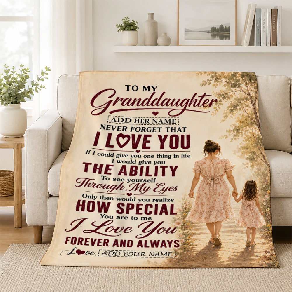 Personalized To My Granddaughter Gifts Blanket From Grandma Gigi Granddaughter Holding Hands Letter Birthday Gift Christmas Customized Bed Fleece Blanket | teecentury