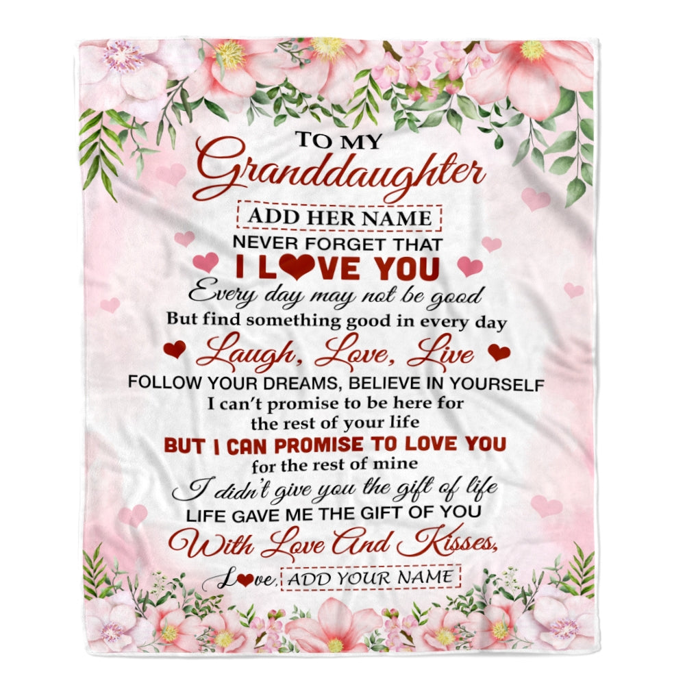 Personalized To My Granddaughter Gifts Blanket From Grandma Grandpa Floral I Love You Birthday Gifts For Granddaughter Graduation Christmas Fleece Blanket | teecentury