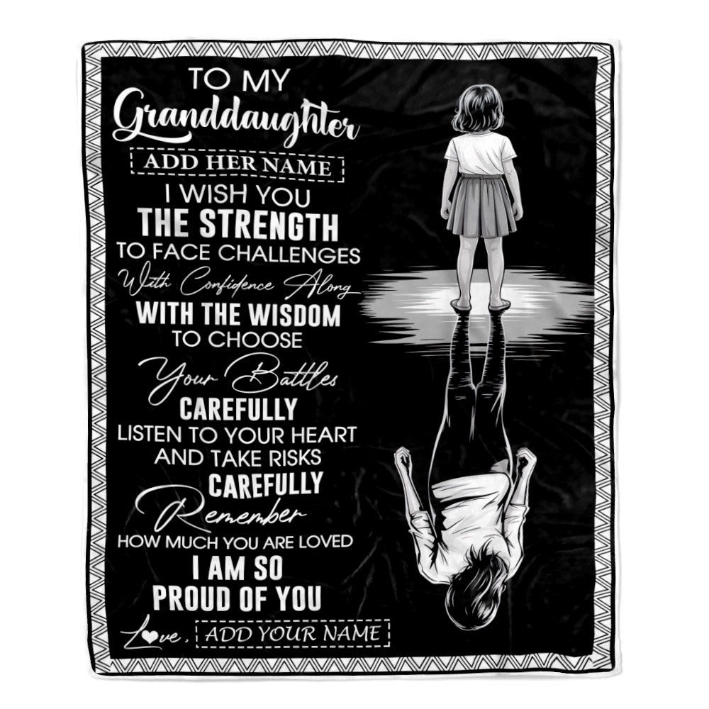 Personalized To My Granddaughter Gifts Blanket From Grandma Grandpa I Wish You The Strength Granddaughter Birthday Gifts Christmas Graduation Fleece Blanket | teecentury