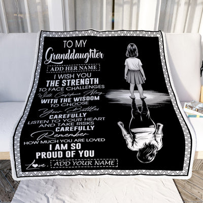 Personalized To My Granddaughter Gifts Blanket From Grandma Grandpa I Wish You The Strength Granddaughter Birthday Gifts Christmas Graduation Fleece Blanket | teecentury