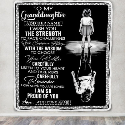 Personalized To My Granddaughter Gifts Blanket From Grandma Grandpa I Wish You The Strength Granddaughter Birthday Gifts Christmas Graduation Fleece Blanket | teecentury