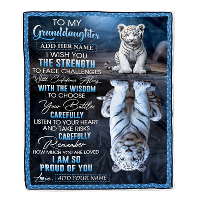 Personalized To My Granddaughter Gifts Blanket From Grandma Grandpa I Wish You The Strength White Tier Granddaughter Birthday Gifts Christmas Fleece Blanket | teecentury