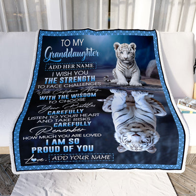 Personalized To My Granddaughter Gifts Blanket From Grandma Grandpa I Wish You The Strength White Tier Granddaughter Birthday Gifts Christmas Fleece Blanket | teecentury