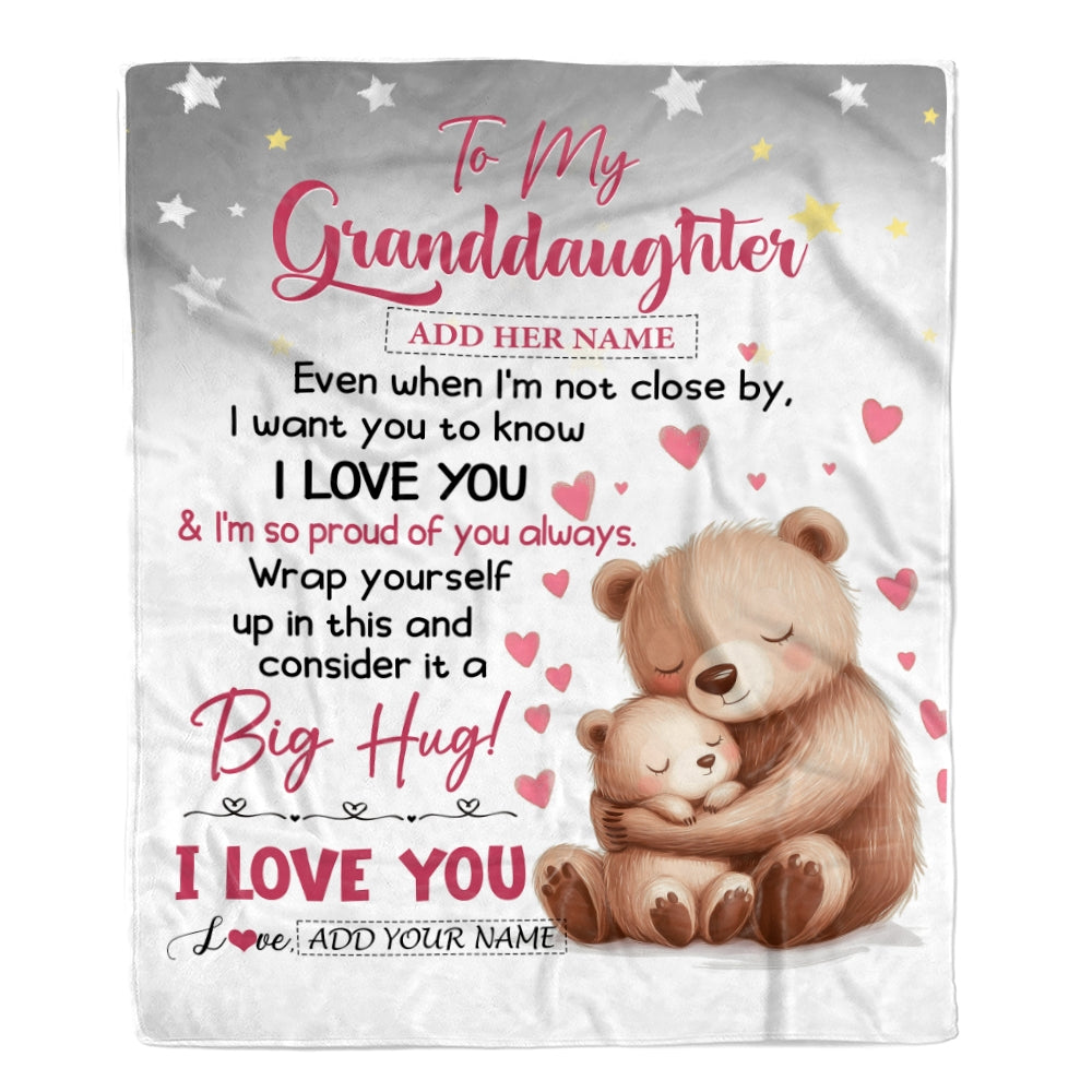 Personalized To My Granddaughter Gifts Blanket From Grandma Grandpa Proud Of You Bear Granddaughter Gift For Birthday Graduation Christmas Fleece Blanket | teecentury