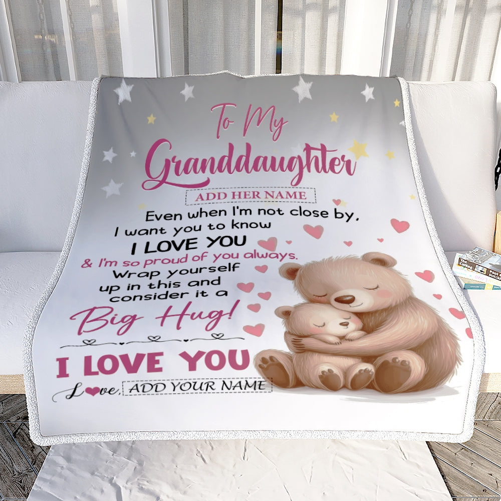 Personalized To My Granddaughter Gifts Blanket From Grandma Grandpa Proud Of You Bear Granddaughter Gift For Birthday Graduation Christmas Fleece Blanket | teecentury