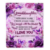 Personalized To My Granddaughter Gifts Blanket From Grandma Grandpa Purple Floral Birthday Gifts For Granddaughter Graduation Christmas Fleece Blanket | teecentury