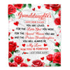 Personalized To My Granddaughter Gifts Blanket From Grandma Grandpa Rose Flower Present For Adult Birthday Gifts For Granddaughter Christmas Fleece Blanket | teecentury