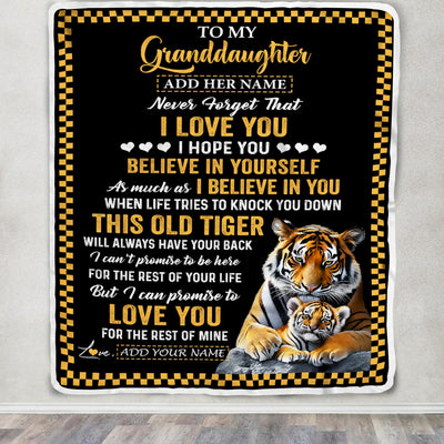 Personalized To My Granddaughter Gifts Blanket From Grandma Grandpa This Old Tiger Love You Granddaughter Birthday Gifts Graduation Christmas Fleece Blanket | teecentury