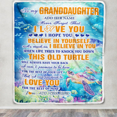 Personalized To My Granddaughter Gifts Blanket From Grandma Grandpa This Old Turtle Love You Granddaughter Birthday Gifts Graduation Christmas Fleece Blanket | teecentury