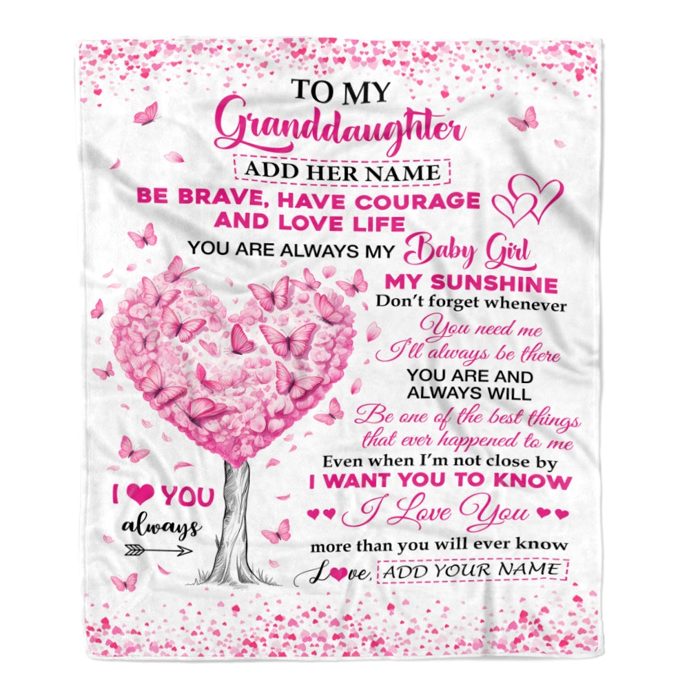 Personalized To My Granddaughter Gifts Blanket From Grandma Grandpa Tree I Love You Always Granddaughter Birthday Gifts Mothers Day Christmas Fleece Blanket | teecentury