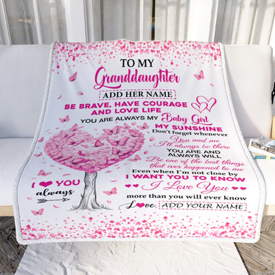Personalized To My Granddaughter Gifts Blanket From Grandma Grandpa Tree I Love You Always Granddaughter Birthday Gifts Mothers Day Christmas Fleece Blanket | teecentury