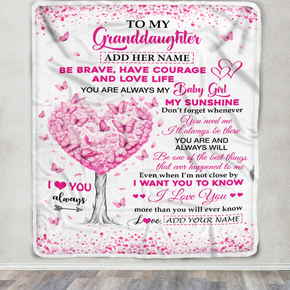 Personalized To My Granddaughter Gifts Blanket From Grandma Grandpa Tree I Love You Always Granddaughter Birthday Gifts Mothers Day Christmas Fleece Blanket | teecentury
