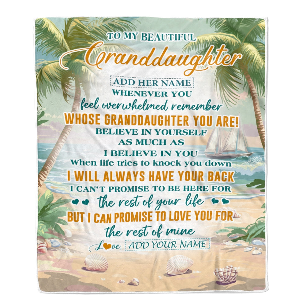 Personalized To My Granddaughter Gifts Blanket From Grandma Grandpa Whenever You Feel Beach Granddaughter Birthday Gifts Christmas Custom Fleece Blanket | teecentury
