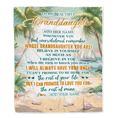 Personalized To My Granddaughter Gifts Blanket From Grandma Grandpa Whenever You Feel Beach Granddaughter Birthday Gifts Christmas Custom Fleece Blanket | teecentury
