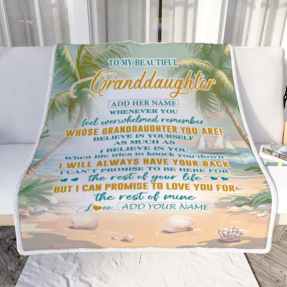 Personalized To My Granddaughter Gifts Blanket From Grandma Grandpa Whenever You Feel Beach Granddaughter Birthday Gifts Christmas Custom Fleece Blanket | teecentury