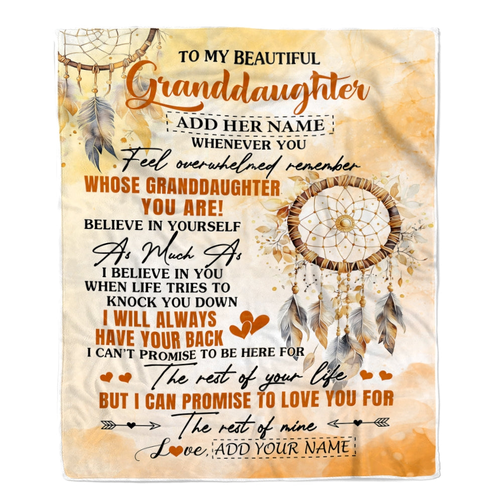 Personalized To My Granddaughter Gifts Blanket From Grandma Grandpa Whenever You Feel Dream Catcher Granddaughter Birthday Gifts Christmas Fleece Blanket | teecentury