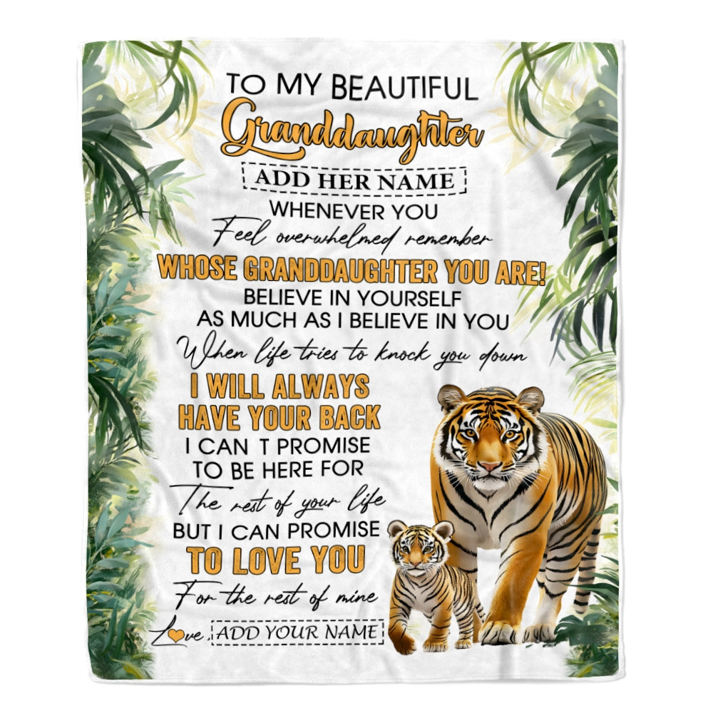 Personalized To My Granddaughter Gifts Blanket From Grandma Grandpa Whenever You Feel Tiger Granddaughter Birthday Gifts Graduation Christmas Fleece Blanket | teecentury