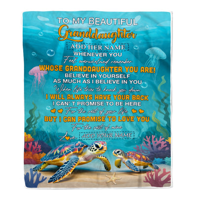 Personalized To My Granddaughter Gifts Blanket From Grandma Grandpa Whenever You Feel Turtle Granddaughter Birthday Gifts Graduation Christmas Fleece Blanket | teecentury