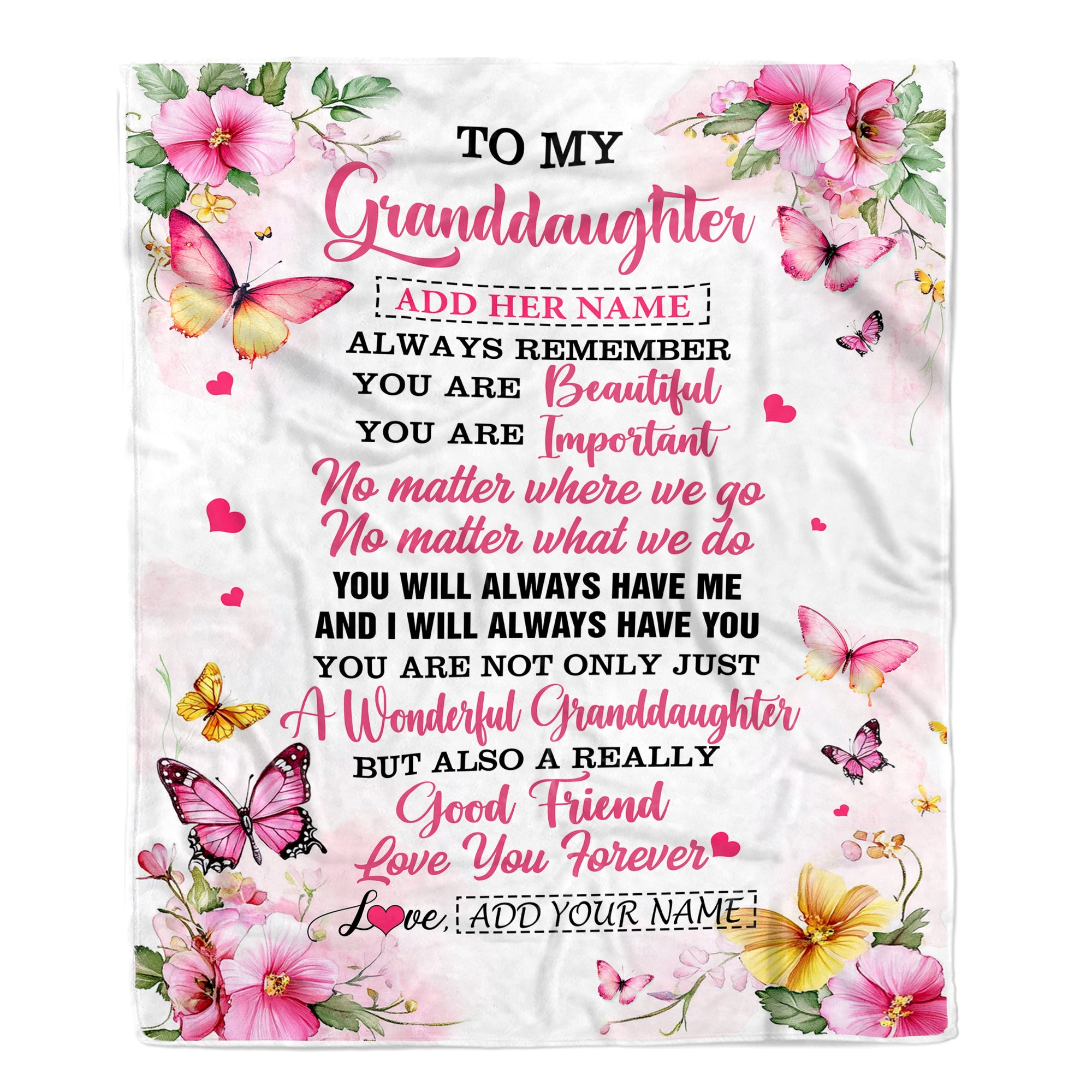 Personalized To My Granddaughter Gifts Blanket From Grandma Grandpa You Are Beautiful Birthday Gifts For Granddaughter Graduation Christmas Fleece Blanket | teecentury