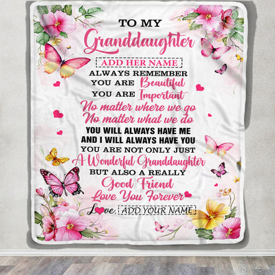 Personalized To My Granddaughter Gifts Blanket From Grandma Grandpa You Are Beautiful Birthday Gifts For Granddaughter Graduation Christmas Fleece Blanket | teecentury