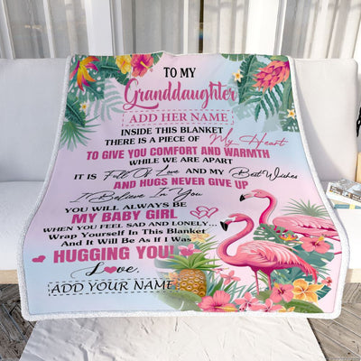 Personalized To My Granddaughter Gifts Blanket From Grandma Inside This Blanket Flamingo Best Granddaughter Birthday Gifts Christmas Custom Fleece Blanket | teecentury