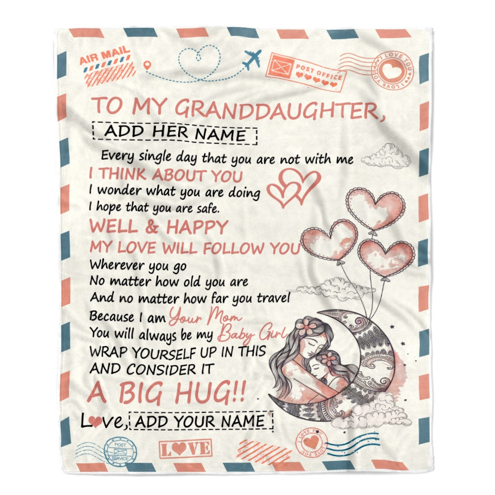 Personalized To My Granddaughter Gifts Blanket From Grandma Long Distance Letter Blanket For Granddaughter Birthday Gifts Graduation Christmas Fleece Blanket | teecentury