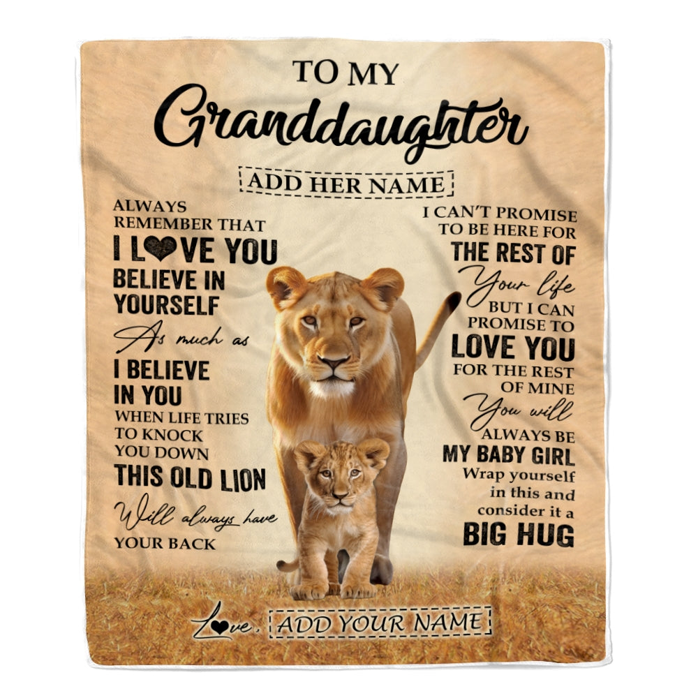 Personalized To My Granddaughter Gifts Blanket From Grandma Nana Always Remember Lion Gifts For Granddaughter Birthday Graduation Christmas Fleece Blanket | teecentury