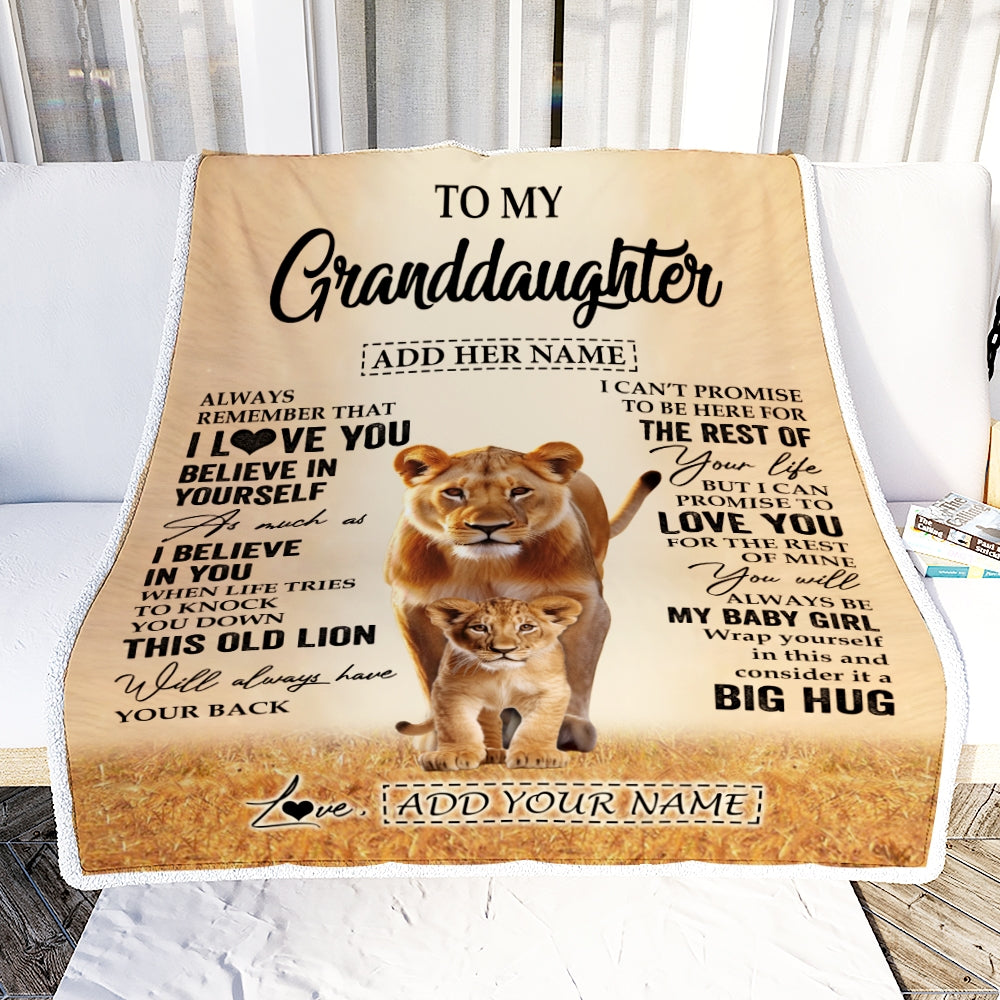 Personalized To My Granddaughter Gifts Blanket From Grandma Nana Always Remember Lion Gifts For Granddaughter Birthday Graduation Christmas Fleece Blanket | teecentury