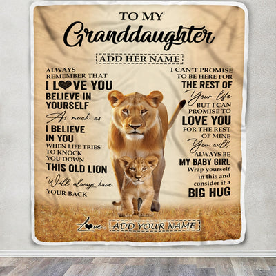 Personalized To My Granddaughter Gifts Blanket From Grandma Nana Always Remember Lion Gifts For Granddaughter Birthday Graduation Christmas Fleece Blanket | teecentury