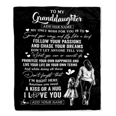 Personalized To My Granddaughter Gifts Blanket From Grandma Nana My Only Wish For You Granddaughter Birthday Gifts Graduation Christmas Fleece Throw Blanket | teecentury