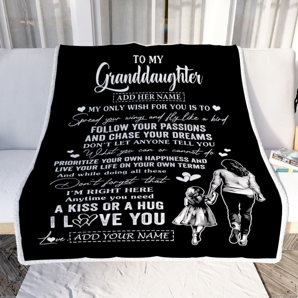 Personalized To My Granddaughter Gifts Blanket From Grandma Nana My Only Wish For You Granddaughter Birthday Gifts Graduation Christmas Fleece Throw Blanket | teecentury