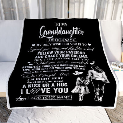 Personalized To My Granddaughter Gifts Blanket From Grandma Nana My Only Wish For You Granddaughter Birthday Gifts Graduation Christmas Fleece Throw Blanket | teecentury