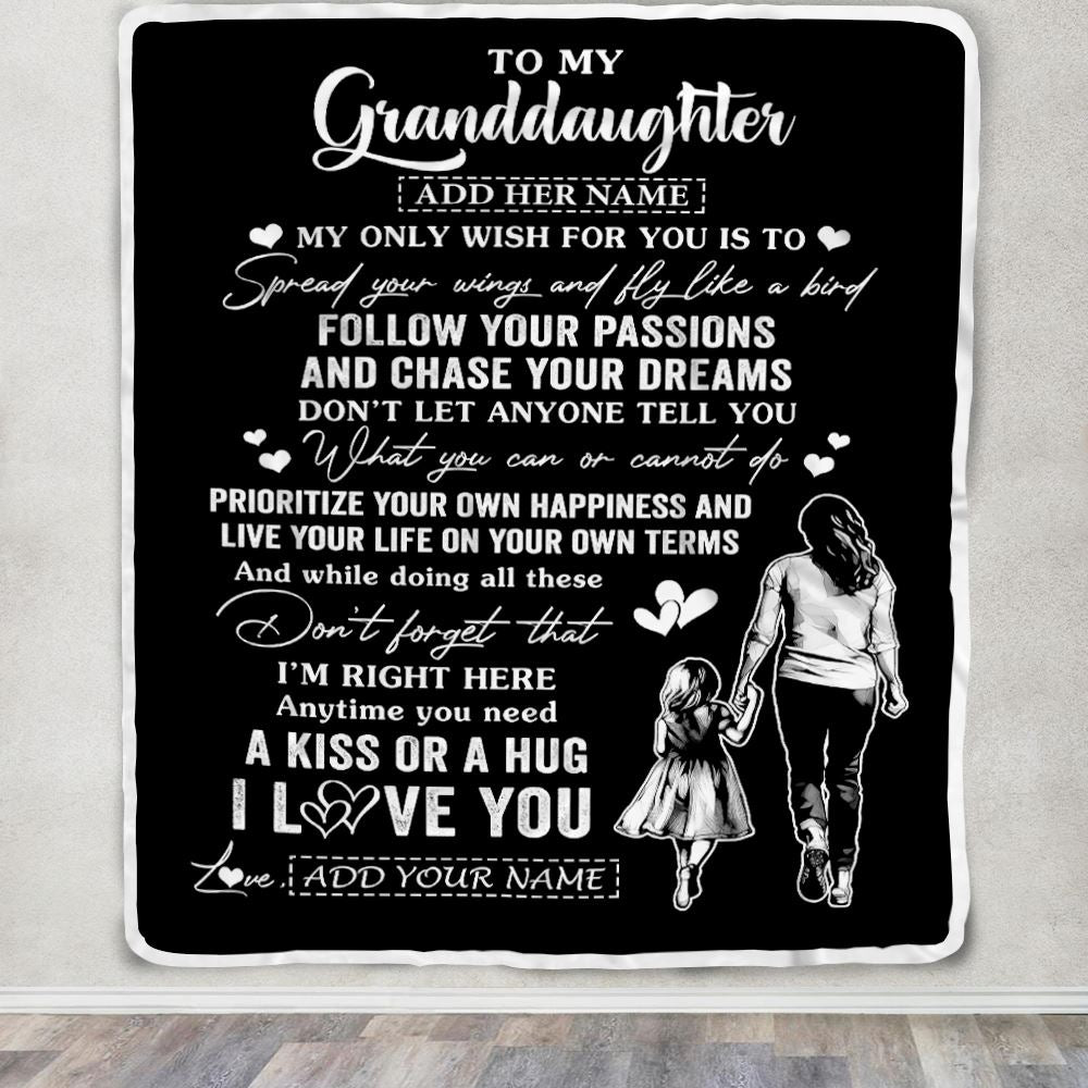 Personalized To My Granddaughter Gifts Blanket From Grandma Nana My Only Wish For You Granddaughter Birthday Gifts Graduation Christmas Fleece Throw Blanket | teecentury