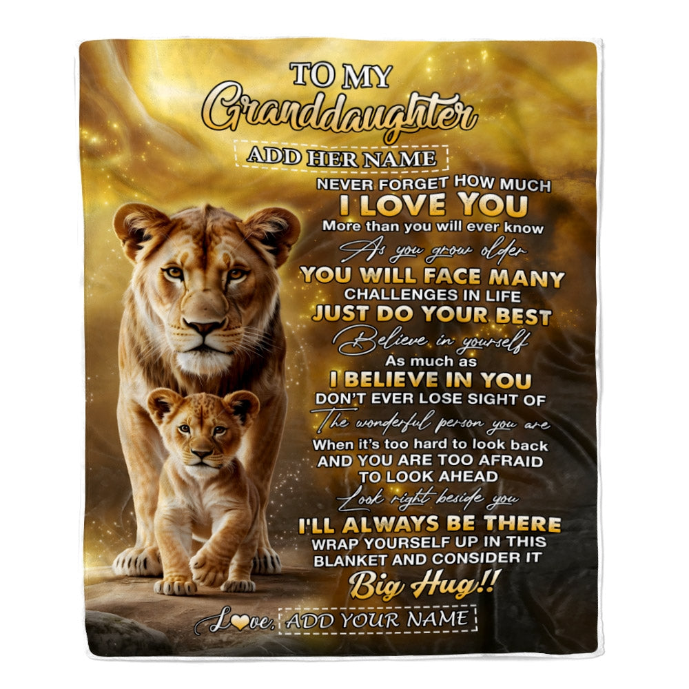 Personalized To My Granddaughter Gifts Blanket From Grandma Nana Never Forget How Much I Love You Lion Granddaughter Birthday Gifts Christmas Fleece Blanket | teecentury