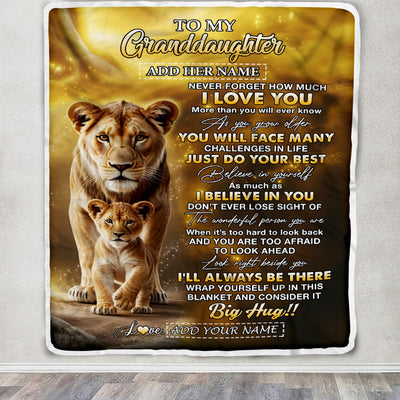 Personalized To My Granddaughter Gifts Blanket From Grandma Nana Never Forget How Much I Love You Lion Granddaughter Birthday Gifts Christmas Fleece Blanket | teecentury