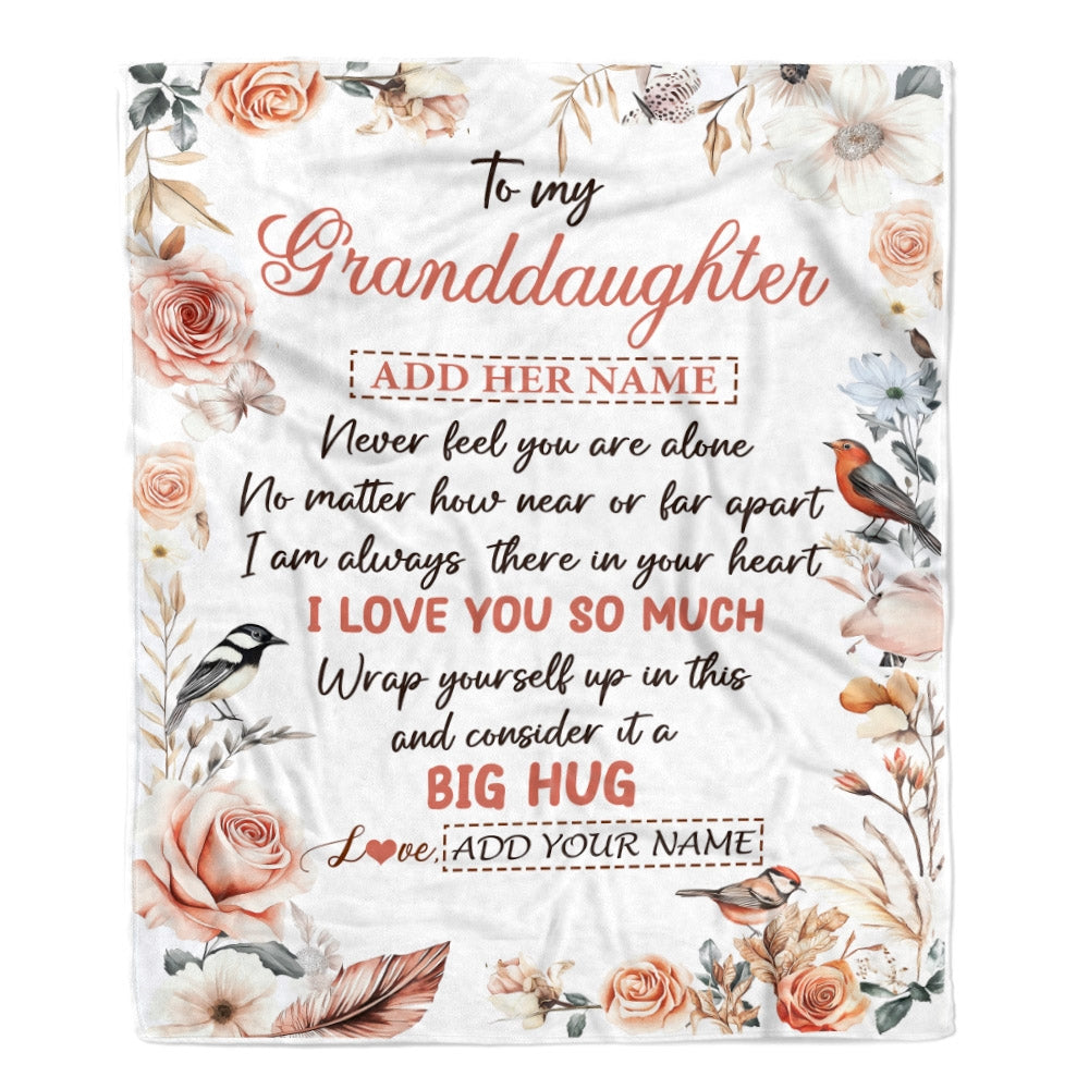 Personalized To My Granddaughter Gifts Blanket From Grandma Never Feel You Are Alone Birthday Gifts For Granddaughter Graduation Christmas Fleece Blanket | teecentury