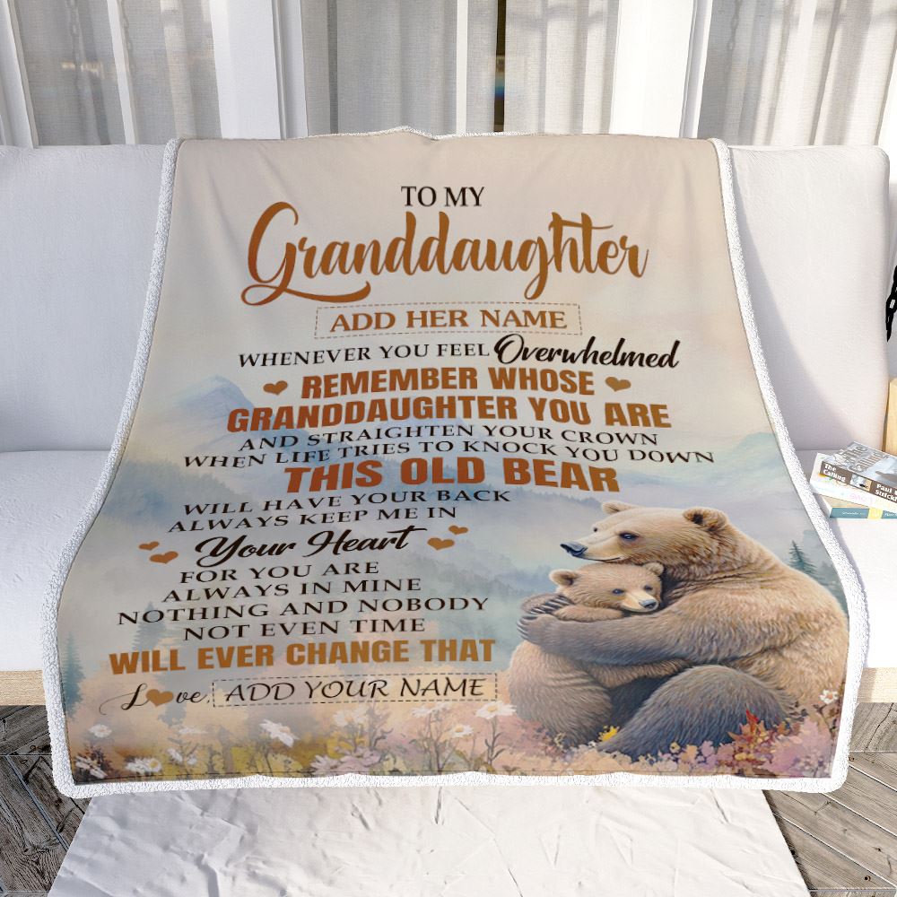 Personalized To My Granddaughter Gifts Blanket From Grandma Whenever Bear Unique Birthday Gifts For Granddaughter Graduation Christmas Custom Fleece Blanket | teecentury
