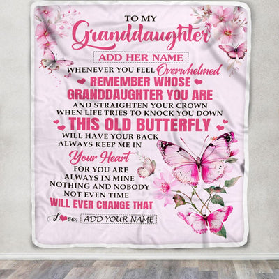 Personalized To My Granddaughter Gifts Blanket From Grandma Whenever Butterfly Unique Birthday Gifts For Granddaughter Graduation Christmas Fleece Blanket | teecentury