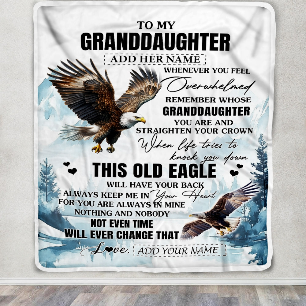 Personalized To My Granddaughter Gifts Blanket From Grandma Whenever Eagle Unique Birthday Gifts For Granddaughter Graduation Christmas Custom Fleece Blanket | teecentury