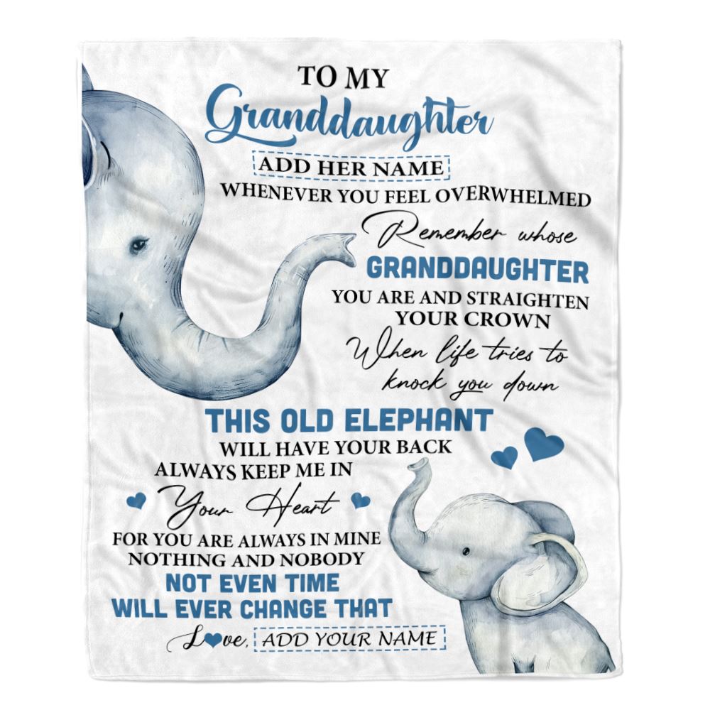 Personalized To My Granddaughter Gifts Blanket From Grandma Whenever Elephant Unique Birthday Gifts For Granddaughter Graduation Christmas Fleece Blanket | teecentury