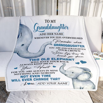 Personalized To My Granddaughter Gifts Blanket From Grandma Whenever Elephant Unique Birthday Gifts For Granddaughter Graduation Christmas Fleece Blanket | teecentury