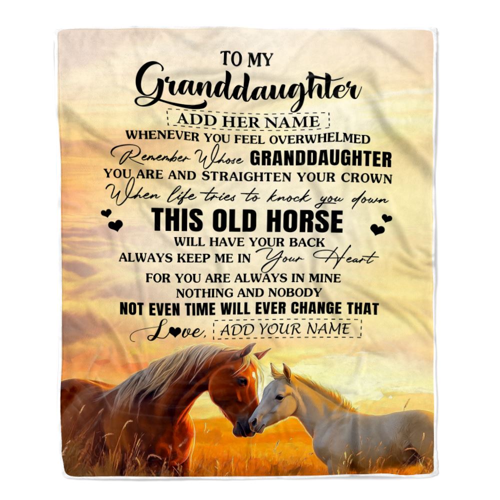 Personalized To My Granddaughter Gifts Blanket From Grandma Whenever Horse Unique Birthday Gifts For Granddaughter Graduation Christmas Custom Fleece Blanket | teecentury