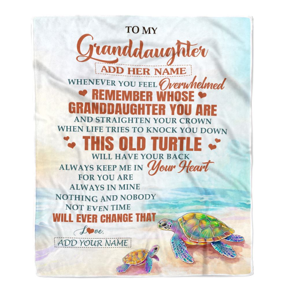 Personalized To My Granddaughter Gifts Blanket From Grandma Whenever Turtle Unique Birthday Gifts For Granddaughter Graduation Christmas Custom Fleece Blanket | teecentury