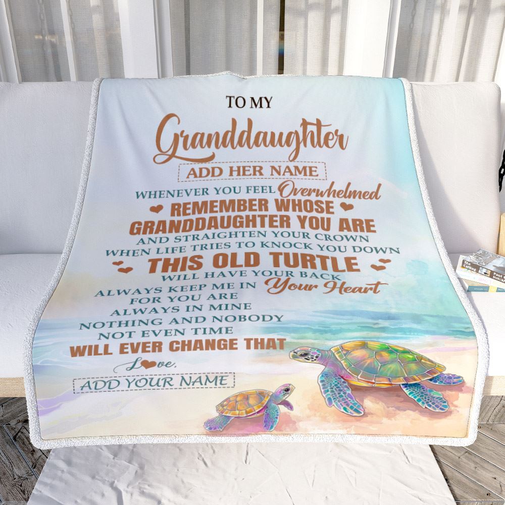 Personalized To My Granddaughter Gifts Blanket From Grandma Whenever Turtle Unique Birthday Gifts For Granddaughter Graduation Christmas Custom Fleece Blanket | teecentury