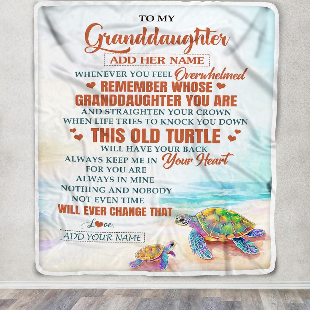 Personalized To My Granddaughter Gifts Blanket From Grandma Whenever Turtle Unique Birthday Gifts For Granddaughter Graduation Christmas Custom Fleece Blanket | teecentury