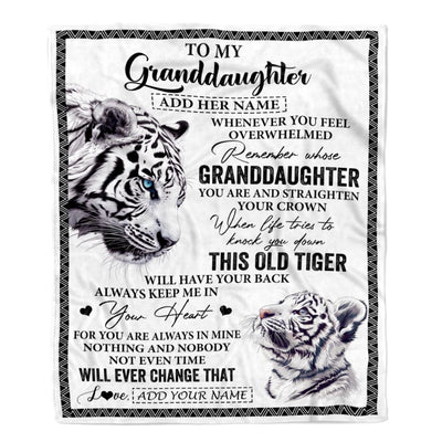 Personalized To My Granddaughter Gifts Blanket From Grandma Whenever White Tiger Unique Birthday Gifts For Granddaughter Graduation Christmas Fleece Blanket | teecentury