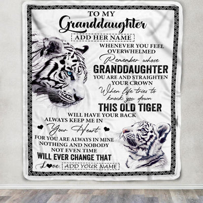 Personalized To My Granddaughter Gifts Blanket From Grandma Whenever White Tiger Unique Birthday Gifts For Granddaughter Graduation Christmas Fleece Blanket | teecentury