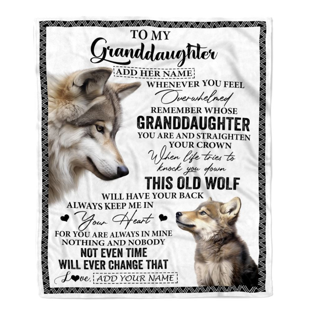 Personalized To My Granddaughter Gifts Blanket From Grandma Whenever Wolf Unique Birthday Gifts For Granddaughter Graduation Christmas Custom Fleece Blanket | teecentury